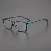 Edwy Square Titanium Glasses Frame Rectangle Frames Southood Black Green
